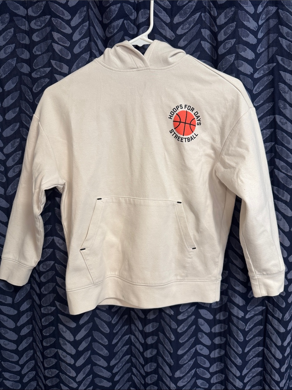 Old Navy Cream Hoodie with Red Basketball Logo